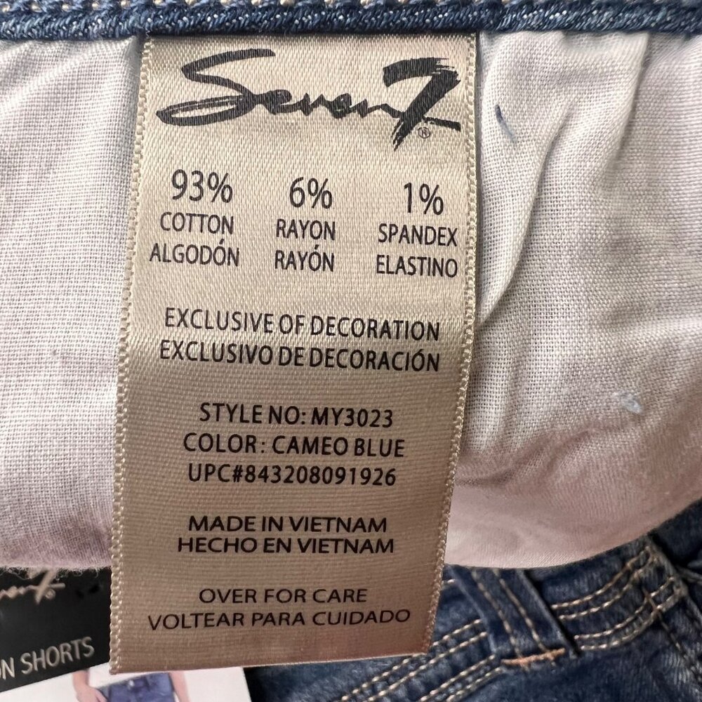 Seven7 Women's Denim Shorts Distressed Frayed Hem Size 12 Blue - Picture 5 of 10